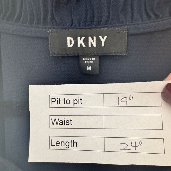 DKNY Ruffle Pleated Blouse Navy - Picture 9 of 9